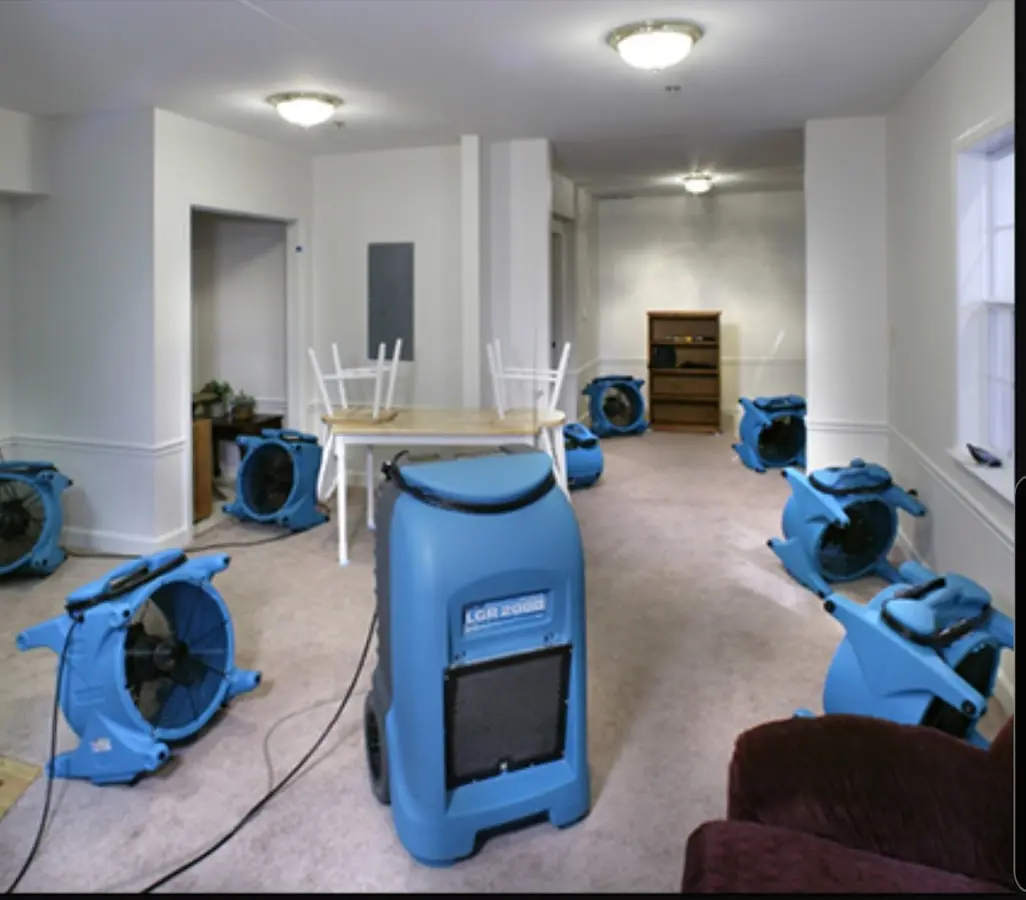 Air movers and dehumidifier setup for Water Extraction & Removal in Brownsburg